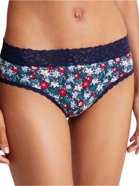 State of day lace trim hipster panty floral size large